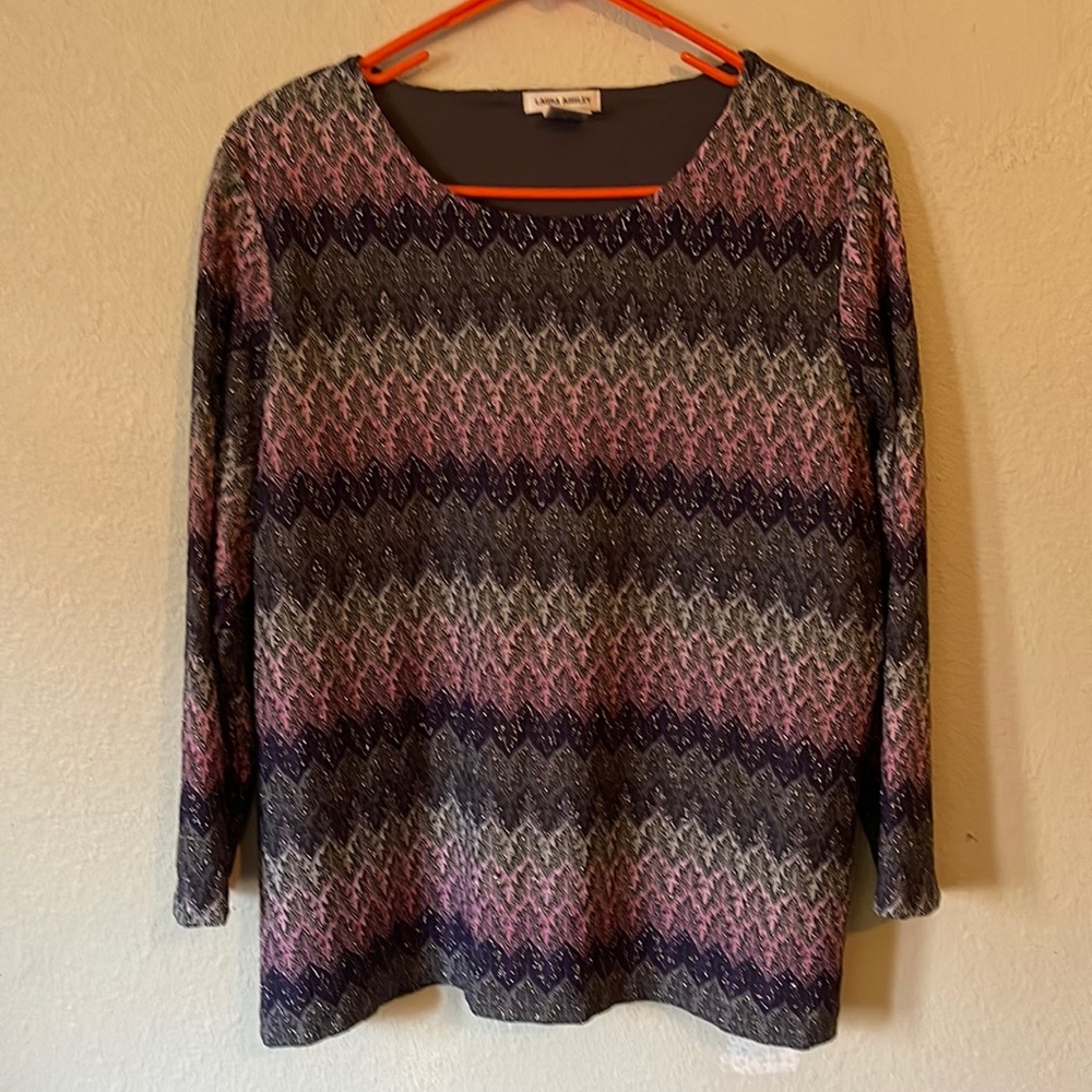 Woman’s Shimmering Top with Sheer Sleeves - Size XL